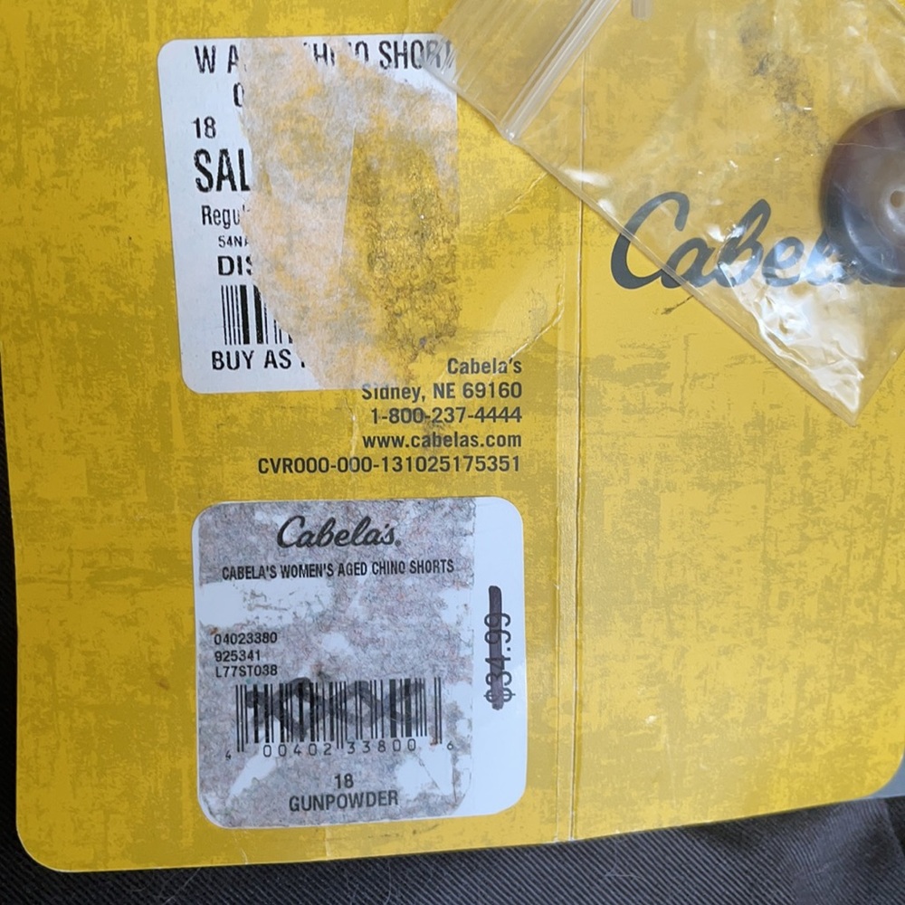 Cabela’s Gunpowder color Chino shorts SZ-18 NEW - Picture 8 of 8